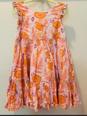 Pink Chicken Pink and Orange Floral Cotton Casual Dress